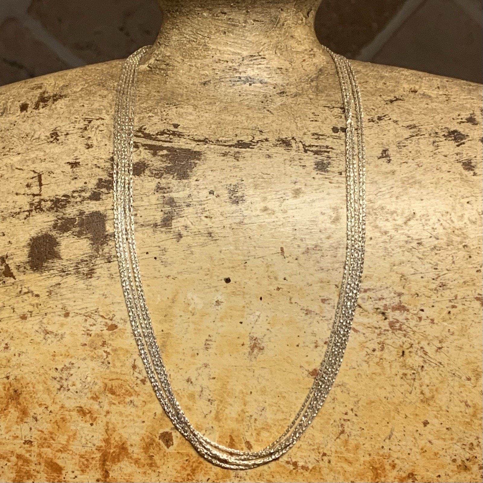 Milor Sterling Silver 5 Strand Diamond Cut Necklace Made In Italy
